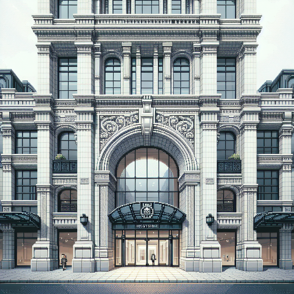 Elegant, ornate facade of Westfield San Francisco Centre with a large arched entrance and intricate architectural details.