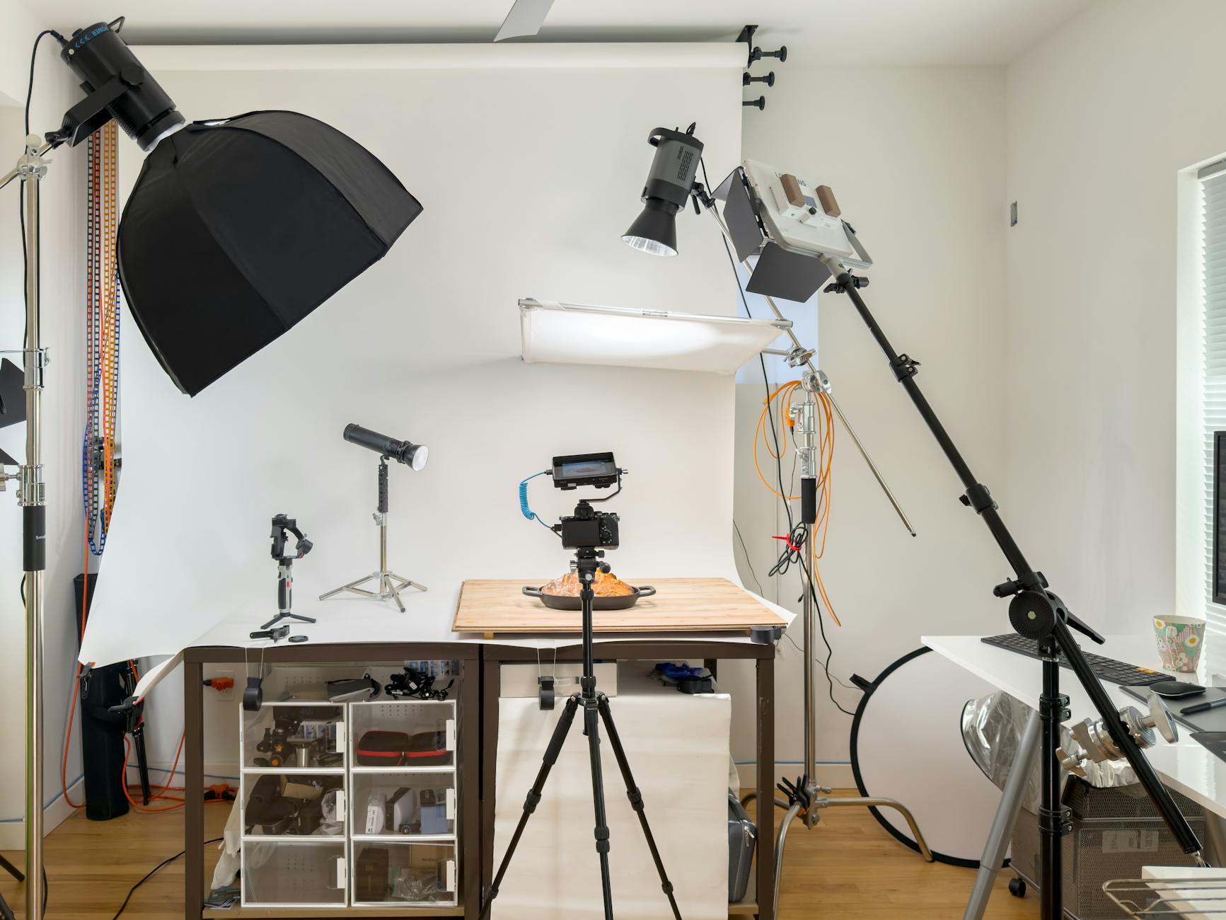 Discover a professional food photography setup with lighting and equipment in a San Francisco studio.